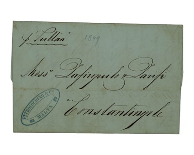 Lot 128 - Stampless cover from Malta to Istanbul 1849.
