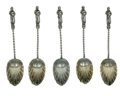 Lot 371 - A set of five Victorian silver apostle spoons by James Deakin & Sons.