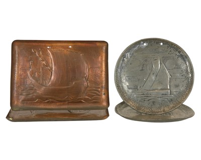 Lot 78 - Two Newlyn pewter trays.