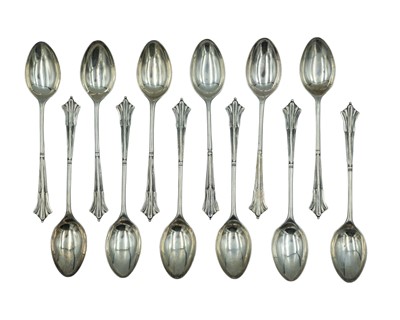 Lot 234 - A set of twelve silver King's pattern demitasse spoons by Friedman & Gottliffe Ltd.