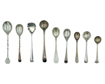 Lot 203 - A selection of George III and later silver mustard spoons.