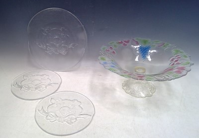 Lot 154 - A Footed Painted Glass Fruit Bowl, A Glass...