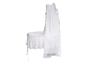 Lot 806 - A Victorian white painted metal cot, with lion's paw feet.
