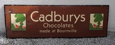 Lot 172 - A 'Cadburys Chocolates Made at Bournville' enamel advertising sign.