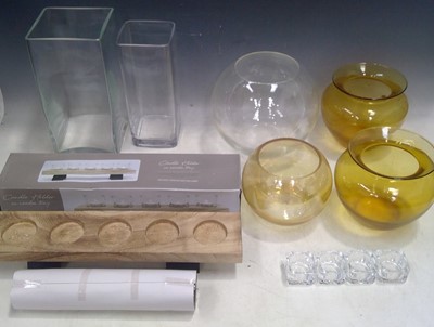 Lot 156 - Glass Vases, Candle Holders, a Water Set, and...