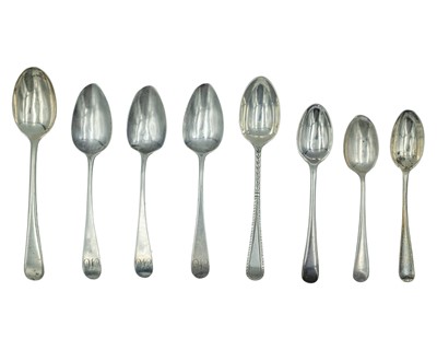 Lot 287 - A trio of George III silver Old-English pattern teaspoons by Peter, Ann & William Bateman.