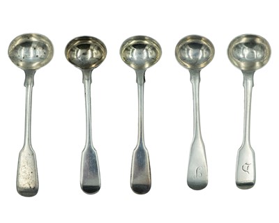 Lot 140 - A pair of George III silver fiddle-pattern condiment spoons by William Eley I & William Fearn.