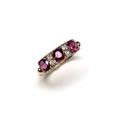 Lot 2466 - A 1930's ruby and diamond ring the stones...