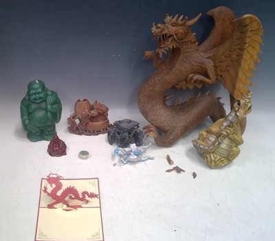 Lot 178 - Dragons, Buddhas, a Soapstone Brush Holder and...
