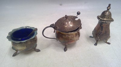 Lot 181 - Silver Salts, a Pepper Shaker, Two Napkin...