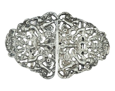 Lot 345 - A Victorian silver cast buckle by Nathan & Hayes.