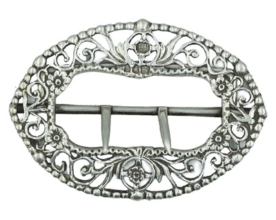 Lot 152 - A Victorian silver foliate cast and pierced buckle by Julius Rosenthal.