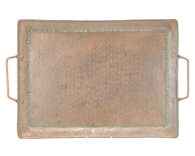 Lot 104 - A John Pearson (Newlyn Industrial Class) copper tray of rectangular form.