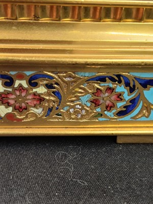 Lot 770 - A French champleve enamel grande sonnerie repeating carriage alarm clock.