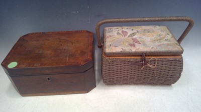 Lot 190 - A Vintage Sewing Basket and a Tea Caddy filled...