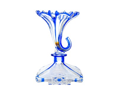 Lot 554 - An unusual blue overlay glass scent bottle.
