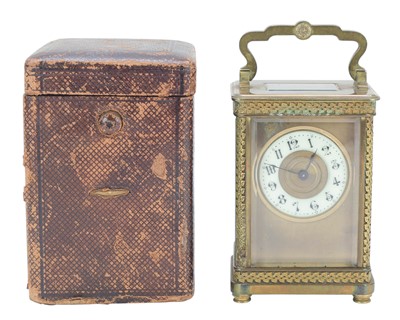 Lot 778 - A French brass 8-day carriage clock.
