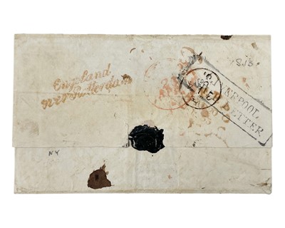 Lot 156 - 1835 Pre stamp cover/entire sent from New York? To Liverpool.