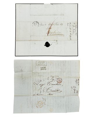 Lot 181 - Stampless entire sent from Manchester to Italy.