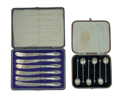 Lot 209 - A cased set of six silver coffee spoons by C. W. Fletcher & Son Ltd.