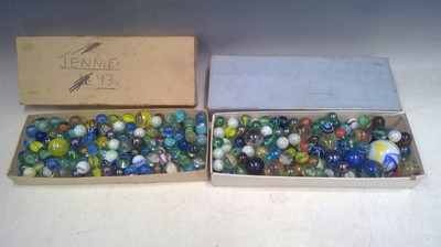 Lot 207 - Two Boxes of Vintage and Modern Marbles.