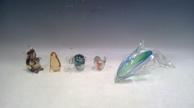 Lot 210 - A Glass Dolphin, a Murano Glass Elephant, a...