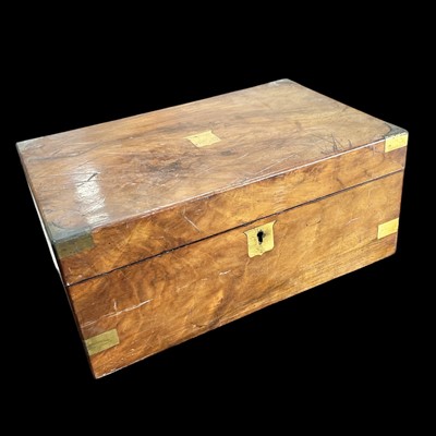 Lot 211 - A campaign style writing slope, 35cm wide,...