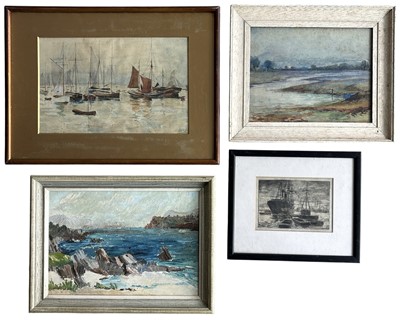 Lot 213 - Two indistinctly signed works, one a pastel...
