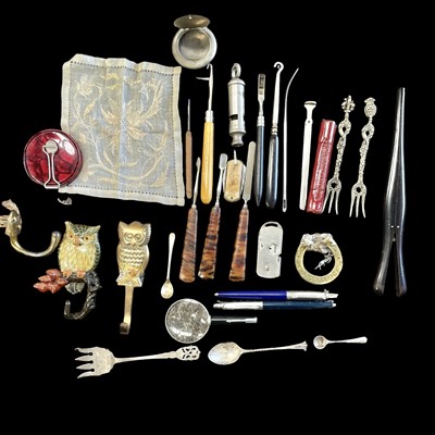 Lot 220 - A mixed lot including a hallmarked silver fork,...