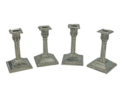 Lot 158 - A pair of Victorian silver candlesticks by Hawksworth, Eyre & Co Ltd.
