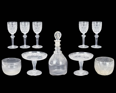 Lot 530 - A George III triple ring neck decanter and stopper.