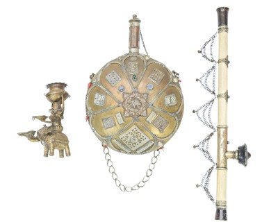 Lot 366 - A Lakshmi oil lamp.