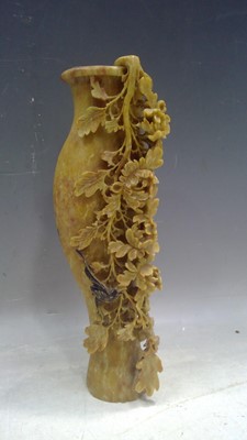 Lot 235 - A Carved Soapstone Vase. The Vase is 24cm tall.