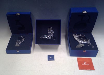 Lot 1 - Three Swarovski Boxed Figures. A Stag, a...