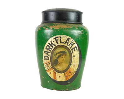 Lot 158 - A Dark Flake tobacconist's jar and tinned cover.