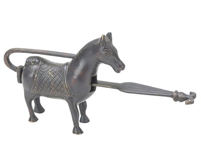 Lot 329 - A Chinese bronze lock and key.