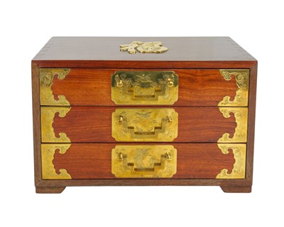 Lot 352 - A Chinese hardwood jewellery casket.