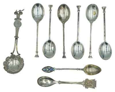 Lot 174 - A set of six silver demitasse spoons by Josiah Williams & Co.