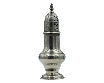 Lot 119 - A silver George II muffineer by Samuel Wood.