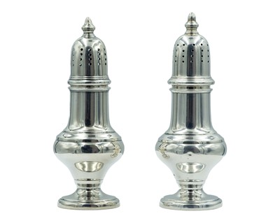 Lot 247 - Two sterling silver salt and pepper shakers by ALVIN.