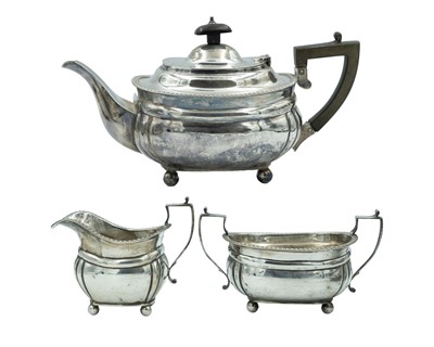 Lot 198 - A George V silver three-piece tea set by C. S. Harris & Sons Ltd.