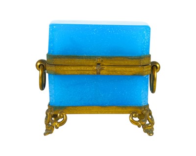 Lot 568 - A French turquoise glass scent casket.