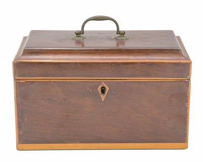 Lot 177 - George III mahogany and boxwood tea caddy.