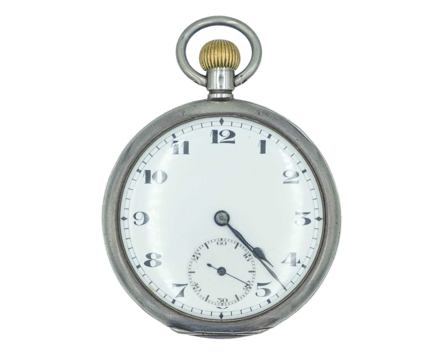 Lot 535 - A Swiss 0.935 silver keyless wind lever pocket watch.