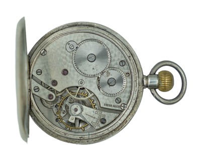 Lot 535 - A Swiss 0.935 silver keyless wind lever pocket watch.
