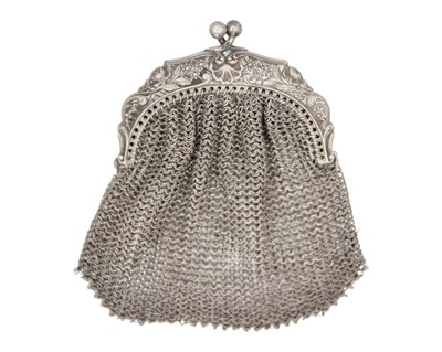 Lot 249 - A French silver mesh coin purse.