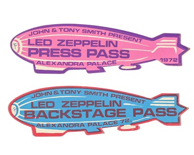 Lot 250 - Led Zeppelin Press Pass 1972 x2.