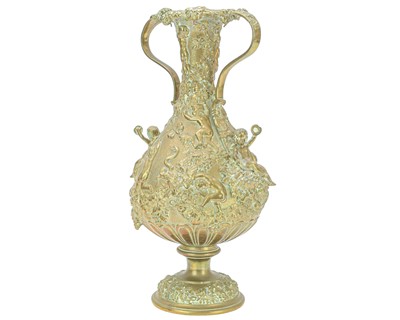 Lot 25 - A 19th century French bronze twin handled vase.