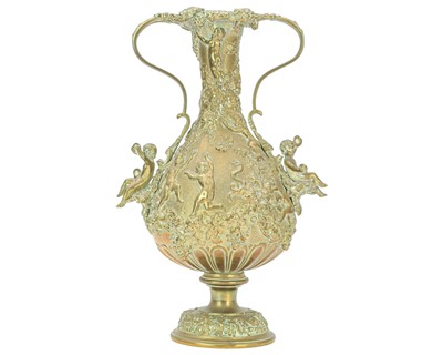 Lot 25 - A 19th century French bronze twin handled vase.