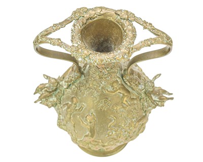 Lot 25 - A 19th century French bronze twin handled vase.